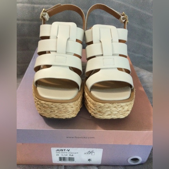 Lisa Vicky Just Strappy Platform White Sandals Size 8.5 M - Picture 3 of 12